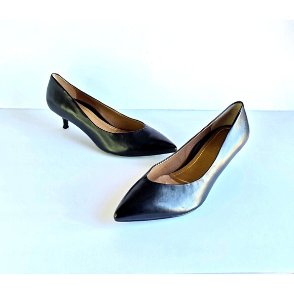 Vionic Shoes - VIONIC Josie Black Leather Kitten Heels Pointy Toe Pumps 9.5 41.5 Wide Comfort
